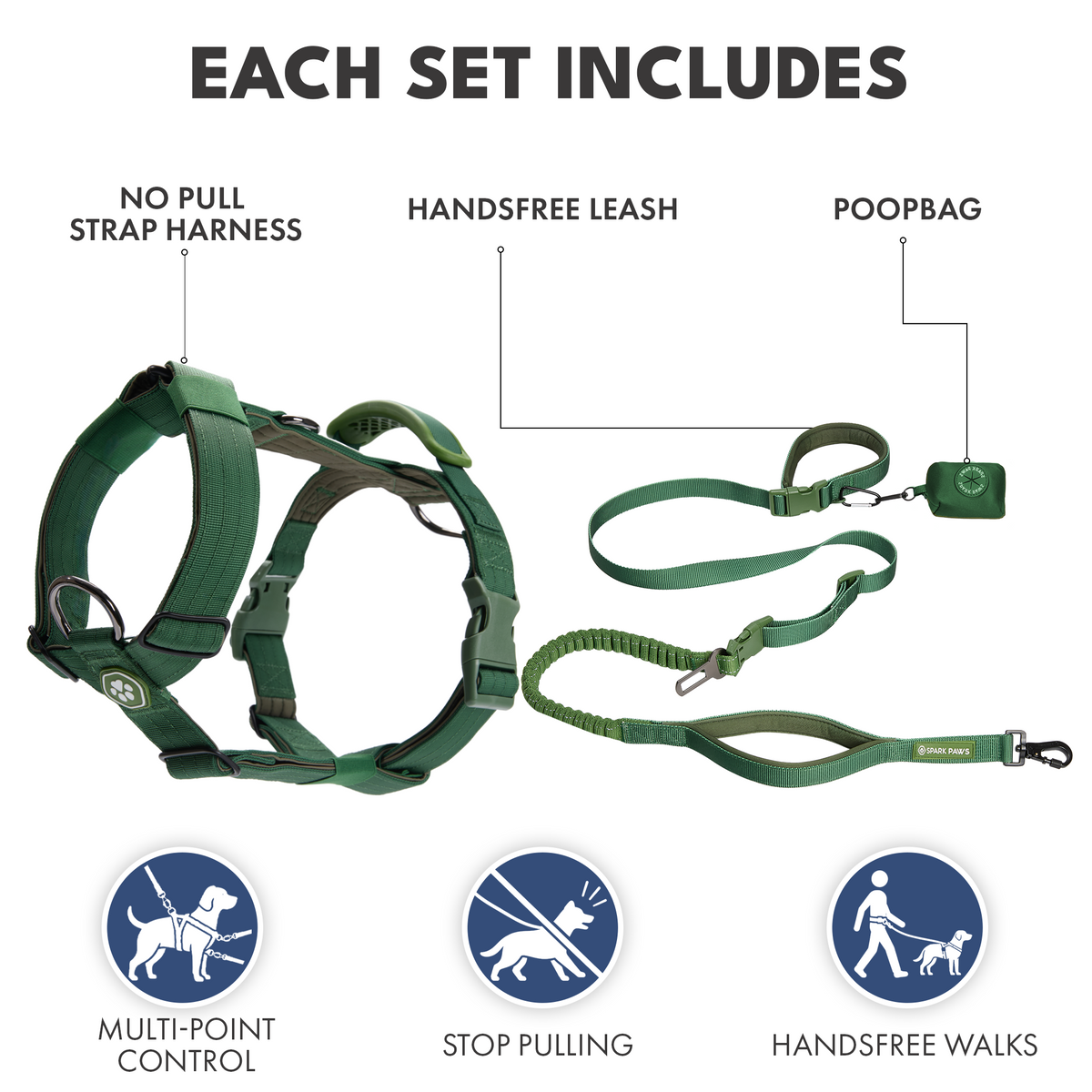 Comfort Control No-Pull Dog Harness and Multipurpose Leash Sets