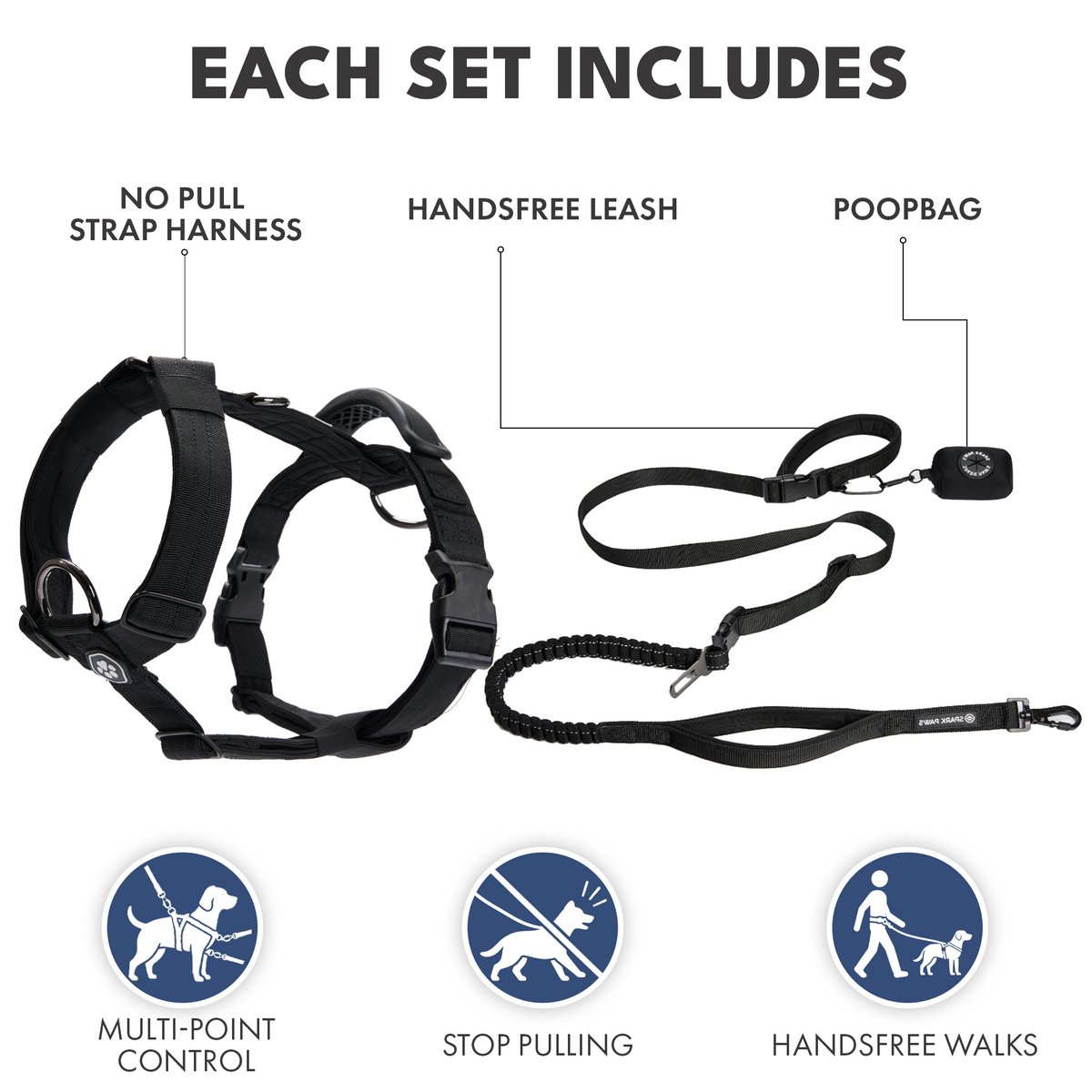 Comfort Control No-Pull Dog Harness and Multipurpose Leash Sets