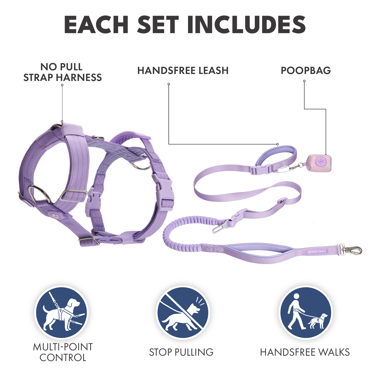Comfort Control No-Pull Dog Harness and Multipurpose Leash Sets